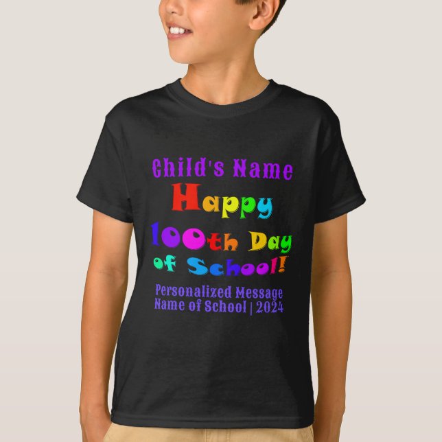 Custom Happy 100th Day of School Kids' T-shirt (Devant)