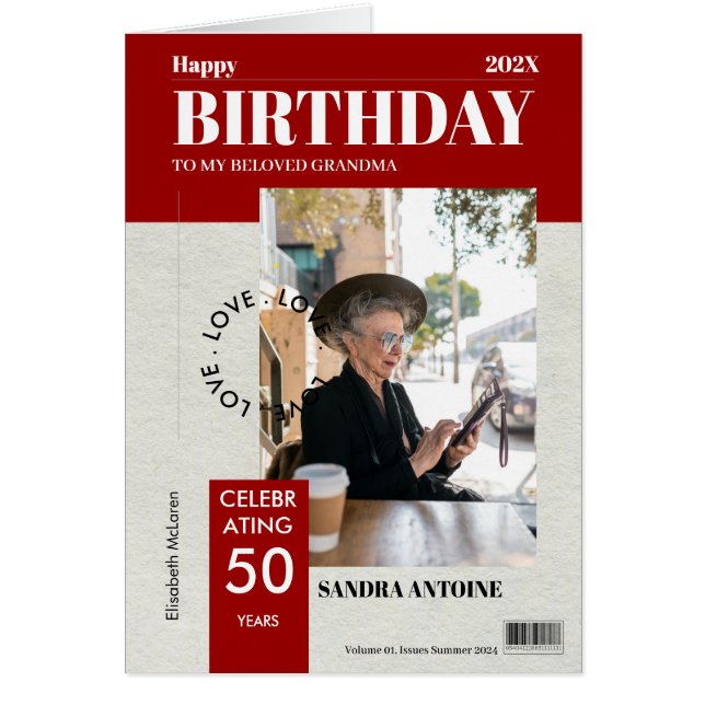 Custom Happy Birthday Photo Magazine Cover Card (Devant)