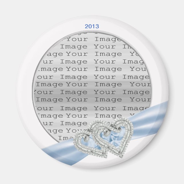 Custom Hearts Ice Blue Ribbon Magnet (Devant)