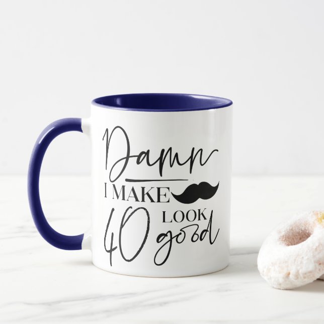 Custom I Make 40 Look Good Men's 40th Birthday Mug (Avec donut)