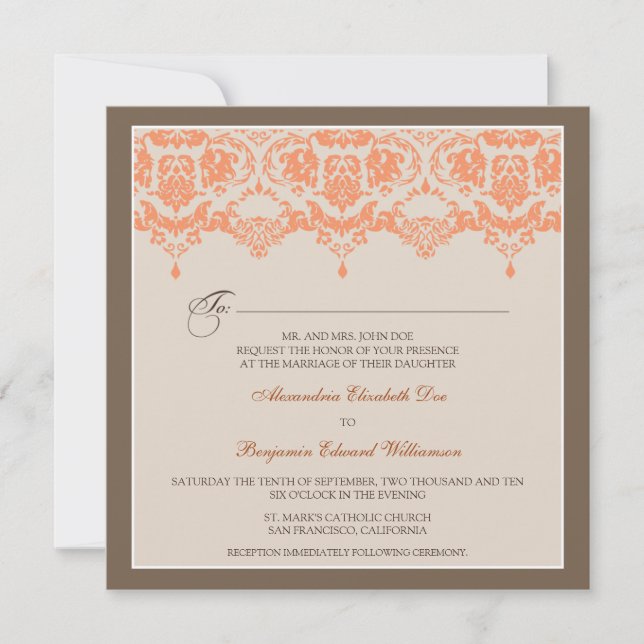 :custom: Invitation de Coral Darling Mariage damas (Devant)