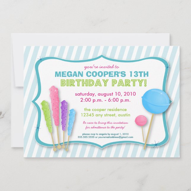 :custom: Invitation de fête d'anniversaire de Cand (Devant)