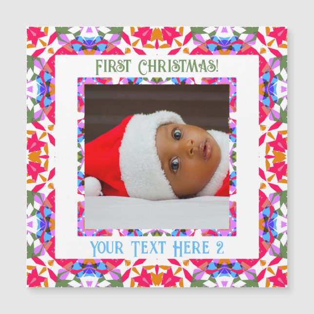 Custom Jolly First Christmas Photo Cadeau magnétiq (Devant)