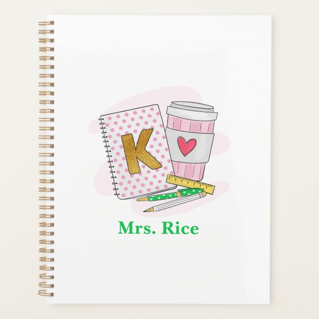 Custom Kindergarten enseignant Pink Dot Livre Café (Devant)