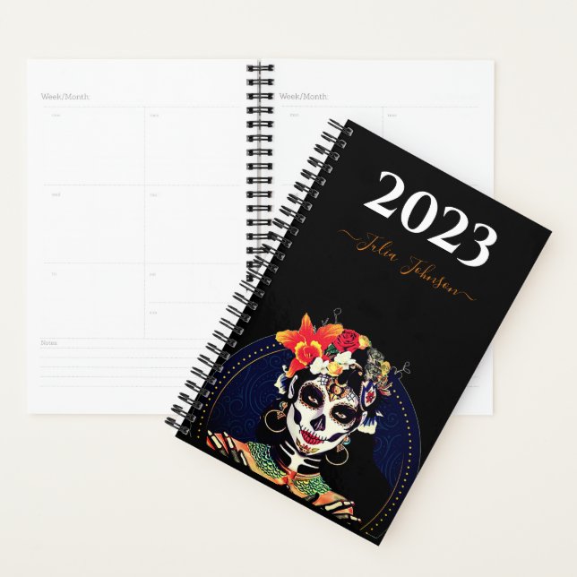 Custom LA CATRINA SUGAR SKULL 2023 Agenda du journ (Devant avec enveloppe)