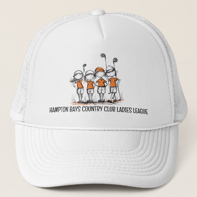 Custom Ladies Golf League ORANGE Casquette - Nom d (Devant)