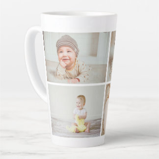 Custom Latte Mug with Four-Photo Collage