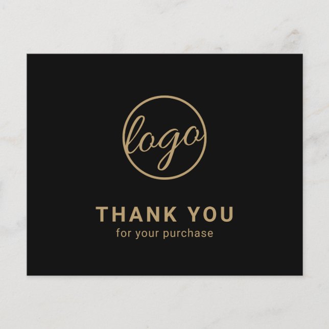 Custom Logo Black and Gold Budget Thank You Card (Devant)
