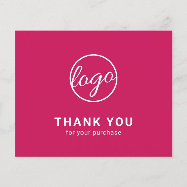 Custom Logo Dark Pink Budget Thank You Card (Devant)