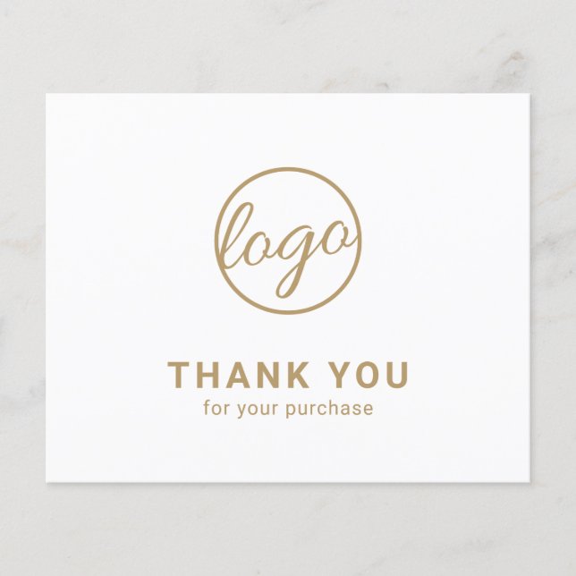 Custom Logo Gold Budget Thank You Card (Devant)