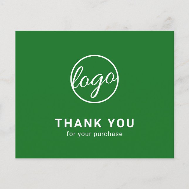 Custom Logo Green Budget Thank You Card (Devant)