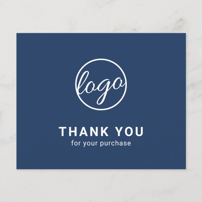 Custom Logo Navy Blue Budget Thank You Card (Devant)