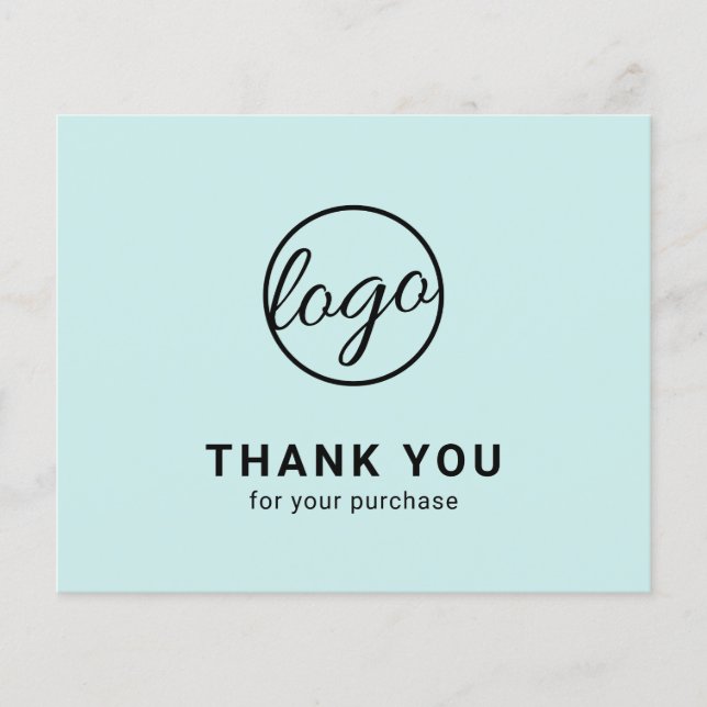 Custom Logo Turquoise Budget Thank You Card (Devant)
