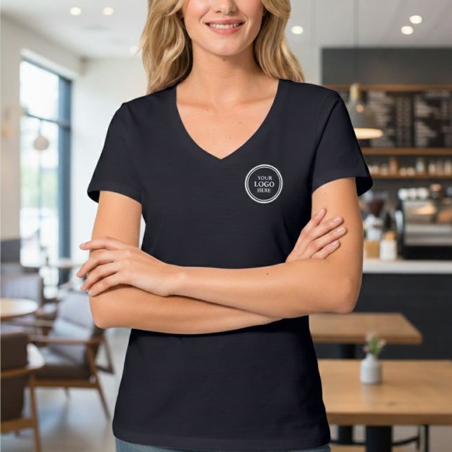 Custom Logo V-Neck T-shirt – Personalized Company  (Créateur téléchargé)