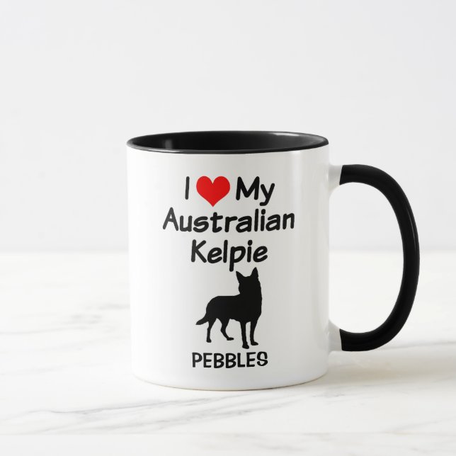 Custom Love My Australian Kelpie Dog Mug (Droite)