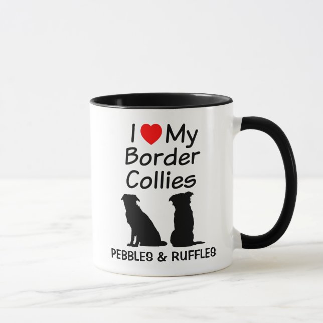 Custom Love My Two Border Collie Dogs Mug (Droite)