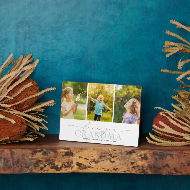 Custom Love You Grandma 3 Photo Collage Plaque (Côté)