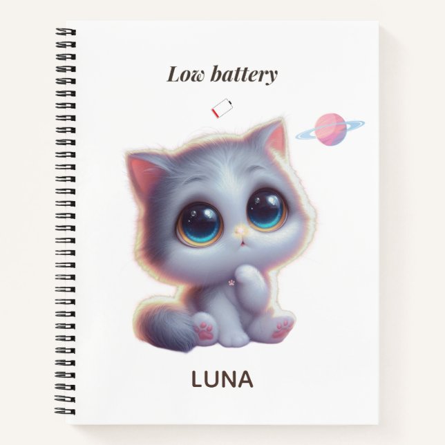 Custom Low Battery Cat Journal (Devant)