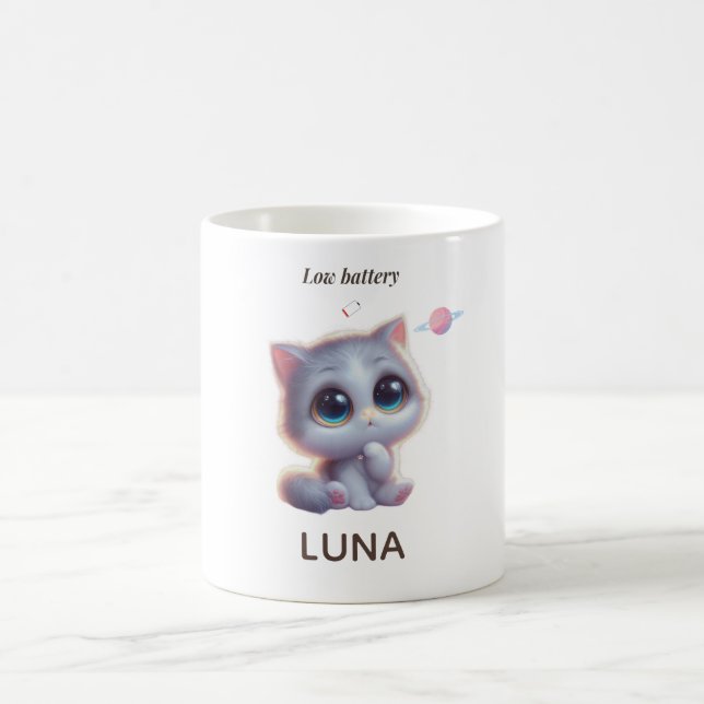 Custom Low Battery Cat Mug (Centre)
