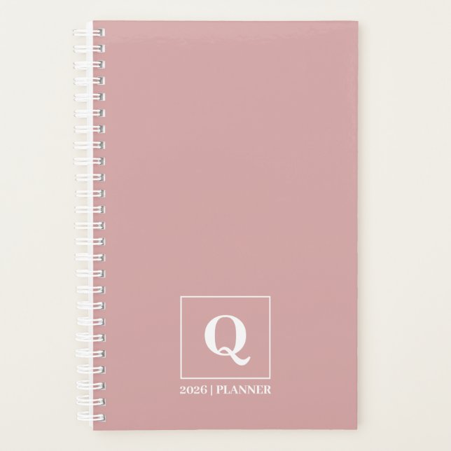 Custom Minimalist Feminine Dusty Rose 2026 Planner (Devant)