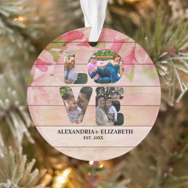 Custom modern love 4 photo collage pour couples (Arbre)