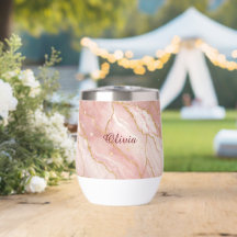 Custom Modern Rose Quartz Marble Gold