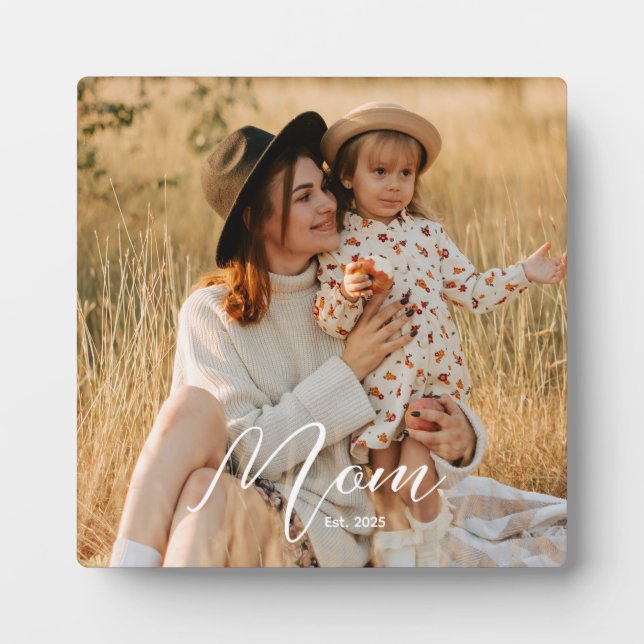Custom Mom Established Modern Script Photo Plaque (Devant)