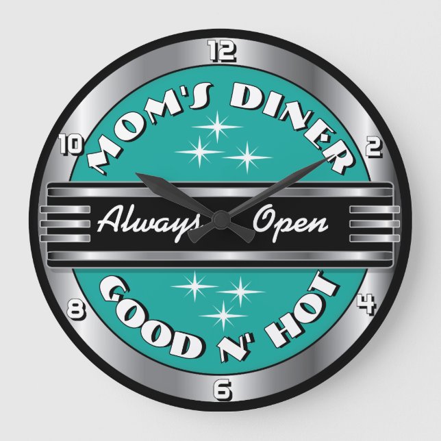 Custom Mom's Retro 1950 Diner Horloge murale - Aqu (Recto)