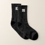 Custom monogram sport socks with jersey number<br><div class="desc">Custom monogram sport socks with jersey number. Black socks gift idea for dad, husband or boyfriend. Comfortable sport socks for men and women in small or large sizes. Modern all over printed socks with monogrammed letters. Cool Birthday or Christmas Holiday present for friends, family, couple, dad, father, grandpa, stepdad, son,...</div>