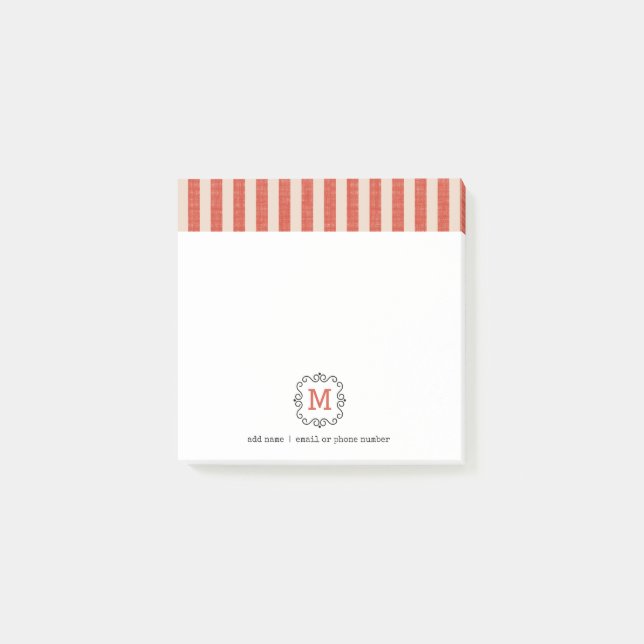 Custom Monograms Post-it® Notes in retro style. (Devant)