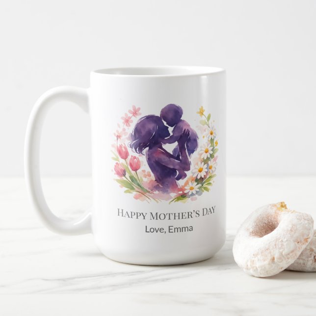 Custom Mother and Child Floral Mother’s Day Mug (Avec donut)