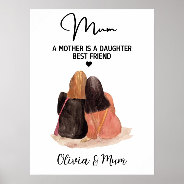 Custom Mother Fille Ami Fête de la mère Poster (Devant)