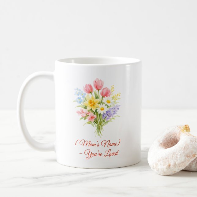 Custom Mother’s Day Bouquet of Flowers Mug (Avec donut)