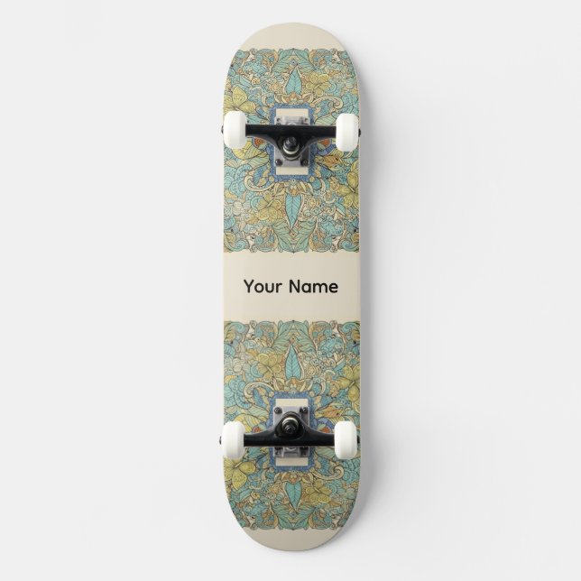 Custom Name Artistic Zentangle Skateboard (Recto)