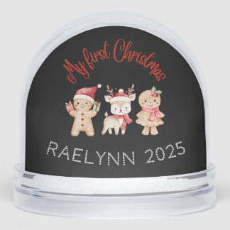 Custom Name Baby’s First Christmas Snow Globe