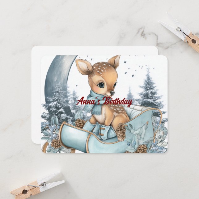 Custom Name Birthday Invitation | Cute Design (Devant/Arrière en situation)