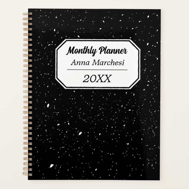 Custom Name Black & White Checkered Planner (Devant)