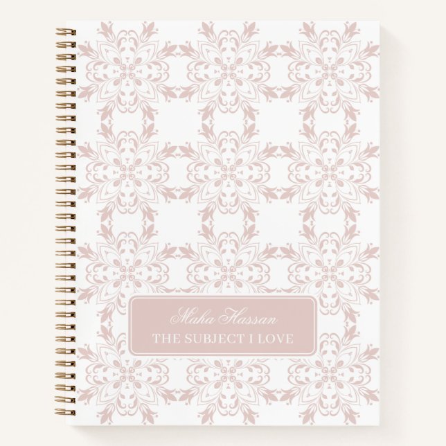Custom Name Blush Rose Vector Pattern Journal (Devant)