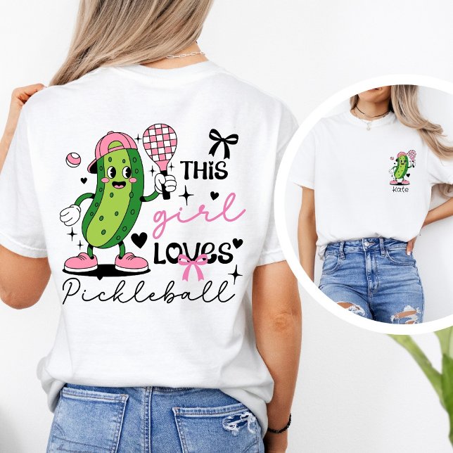 Custom Name Coquette Pickleball Girl  T-Shirt (Créateur téléchargé)