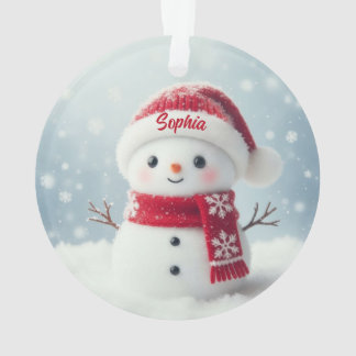Custom Name Cute Snowman Christmas Ornament