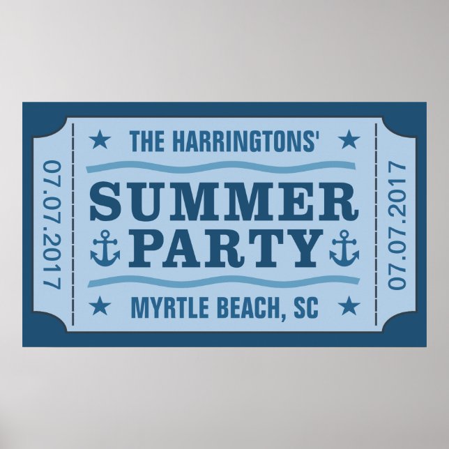 Custom name, date & location “Party Ticket” poster (Devant)
