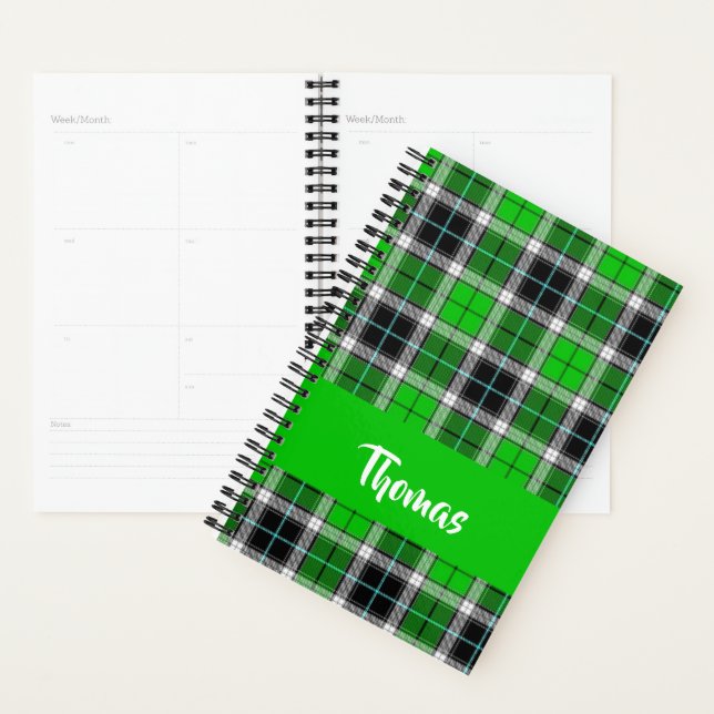 Custom name green plaid pattern (Devant avec enveloppe)