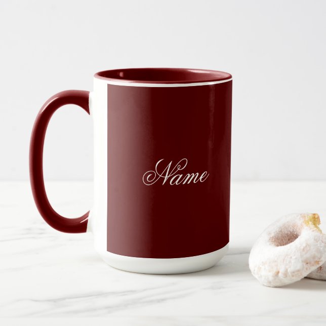 Custom Name Maroon Combo Mug Personalized (Avec donut)