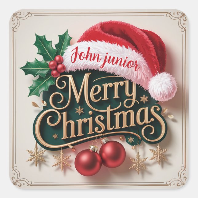 Custom Name Merry Christmas Sticker (Devant)