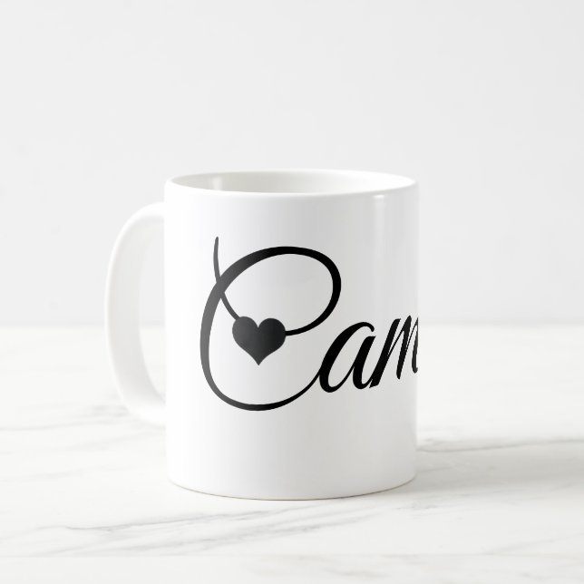 Custom Name Mug Minimalist Script Font with Heart  (Devant gauche)