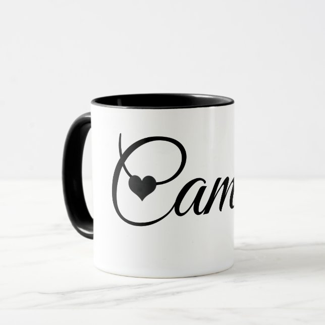 Custom Name Mug Minimalist Script Font with Heart  (Devant gauche)