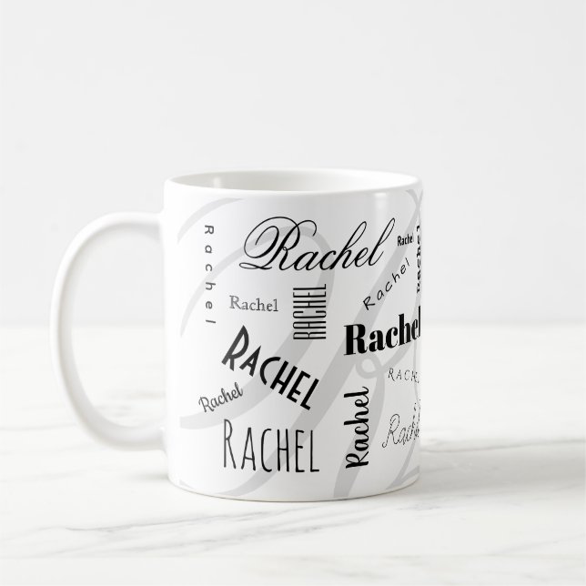 Custom Name Rachel Black White Coffee Mug (Gauche)