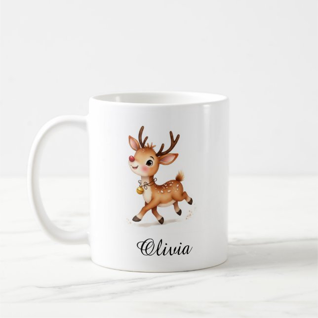 Custom Name Reindeer Coffee Mug - Personalized (Gauche)