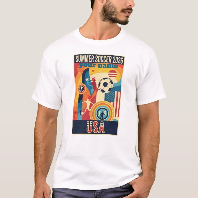 Custom Name Summer 2026 Soccer Fan Retro T-Shirt (Devant)