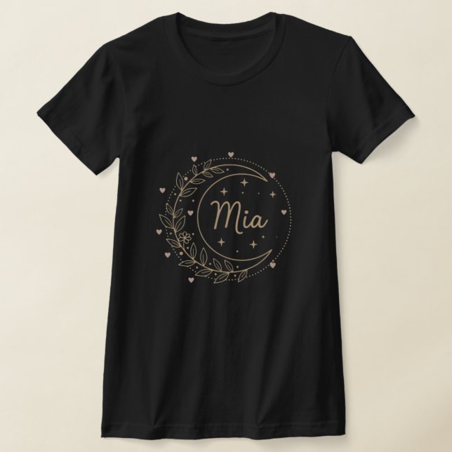 Custom Name T-Shirt - Elegant Mia Crescent Moon (Poser)